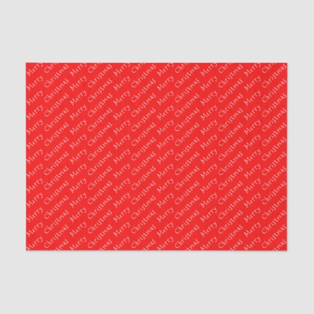 Christmas Typography White on Red Tissue Paper (Front)