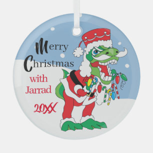 Christmas TySantaSauras Glass Tree Decoration
