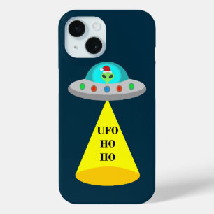 Christmas UFO Ho Ho Alien flying saucer iPhone 15 Case