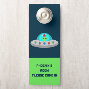 Christmas UFO Ho Ho Alien flying saucer Custom Door Hanger