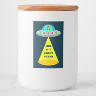 Christmas UFO Ho Ho Alien flying saucer Custom Food Label
