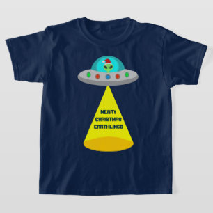 Christmas UFO Ho Ho Alien flying saucer Custom T-Shirt