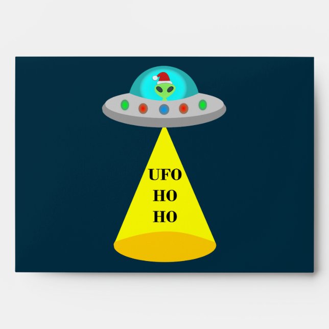 Christmas UFO Ho Ho Alien flying saucer Envelope (Front)