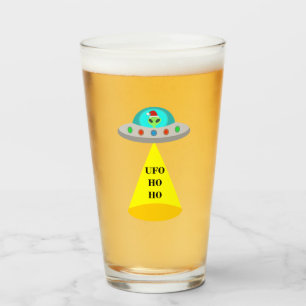Christmas UFO Ho Ho Alien flying saucer Glass