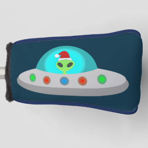 Christmas UFO Ho Ho Alien flying saucer Golf Head Cover