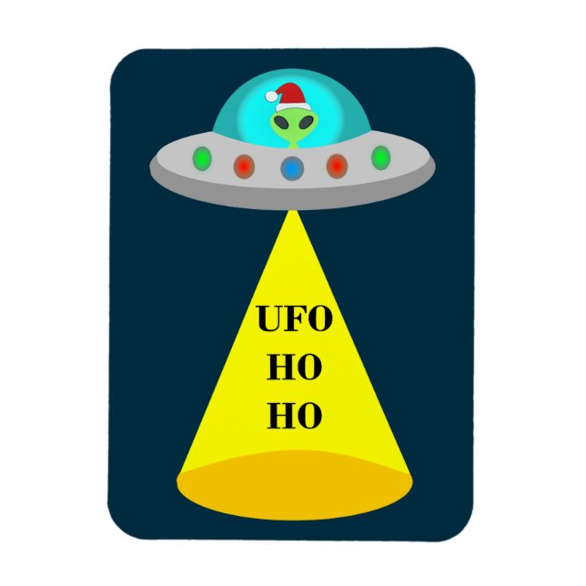 Christmas UFO Ho Ho Alien flying saucer Magnet (Vertical)