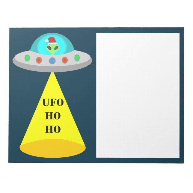 Christmas UFO Ho Ho Alien flying saucer Notepad (Front)