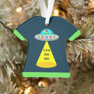 Christmas UFO Ho Ho Alien flying saucer Ornament