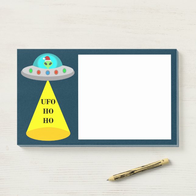 Christmas UFO Ho Ho Alien flying saucer Post-it Notes (On Desk)