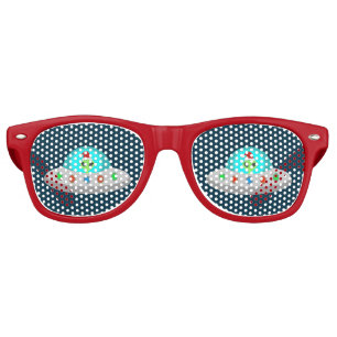 Christmas UFO Ho Ho Alien flying saucer Retro Sunglasses