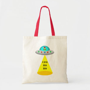 Christmas UFO Ho Ho Alien flying saucer Tote Bag