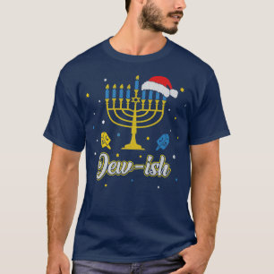 Christmas Ugly Hanukkah Xmas menorah Santa hat Jew T-Shirt