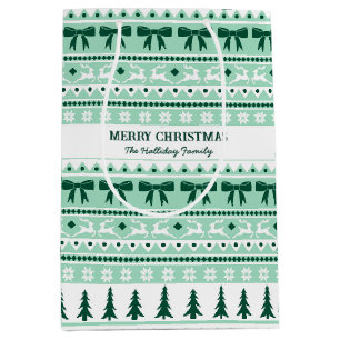 Christmas Ugly Sweater Family Name Mint Green Medium Gift Bag
