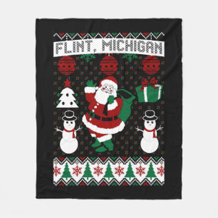 Christmas Ugly Sweater Flint Michigan Fleece Blanket