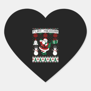 Christmas Ugly Sweater Flint Michigan Heart Sticker