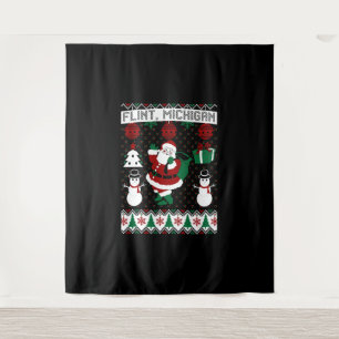 Christmas Ugly Sweater Flint Michigan Tapestry