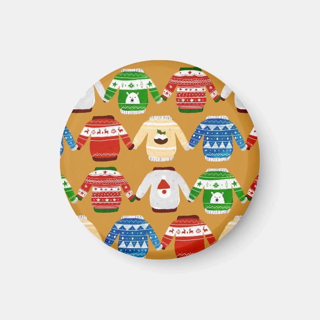 Christmas Ugly sweater Gold Magnet (Front)