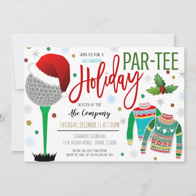 Christmas Ugly Sweater Golf Party Invitation (Front)