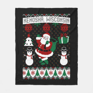 Christmas Ugly Sweater Kenosha Wisconsin Fleece Blanket