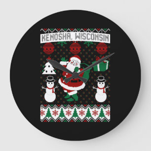 Christmas Ugly Sweater Kenosha Wisconsin Large Clock