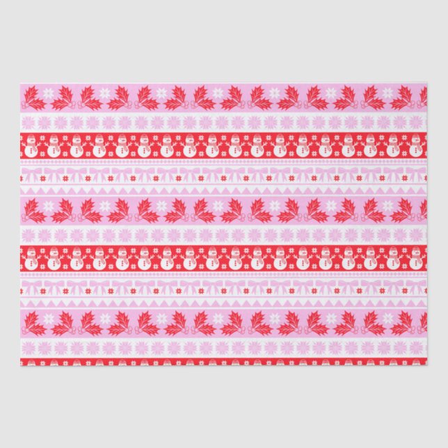 Christmas Ugly Sweater Knit Pattern in Pink & Red Tissue Paper (Front)