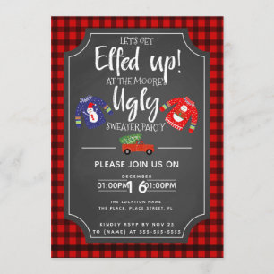 Christmas ugly sweater party fundraiser event invitation