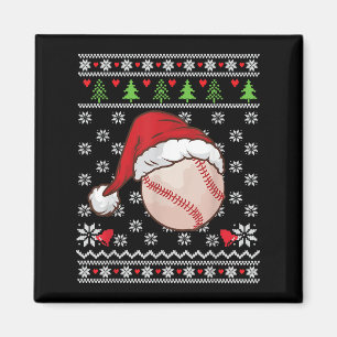 Christmas Ugly Sweater Style Baseball Xmas Merry S Magnet