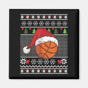 Christmas Ugly Sweater Style Basketball Xmas Merry Magnet