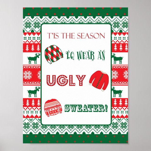 Christmas - Ugly Sweater - Tacky - Sign (Front)
