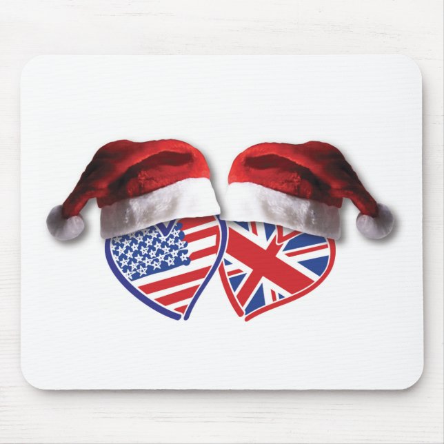 Christmas UK USA Patriotic Heats Mouse Pad (Front)