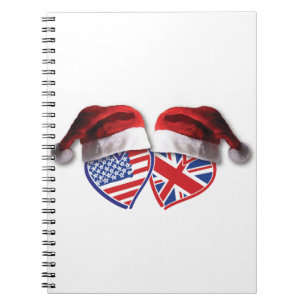 Christmas UK USA Patriotic Heats Spiral Notebook
