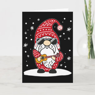 Christmas Ukulele Xmas Gnome Playing Uke Guitar Mu Card