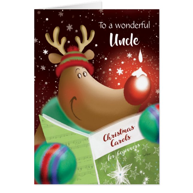 Christmas, Uncle. Snowdrop on Red Nose Deer (Front)