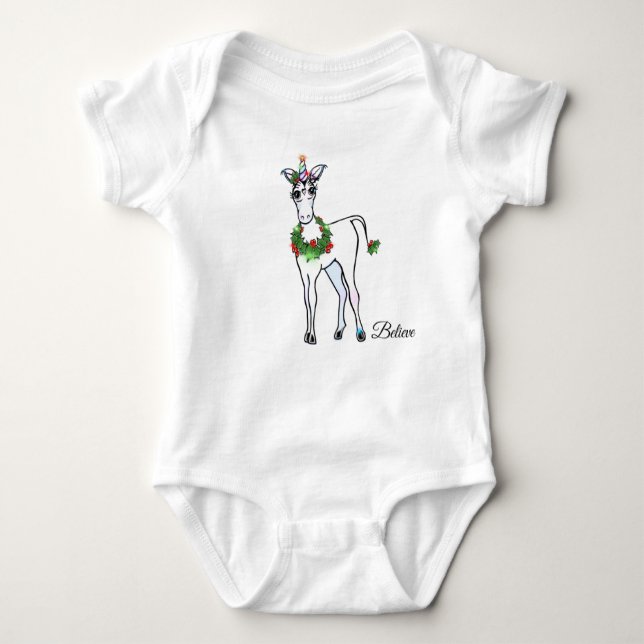 Christmas Unicorn Baby Bodysuit (Front)