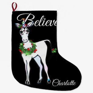 Christmas Unicorn, believe Large Christmas Stockin Large Christmas Stocking