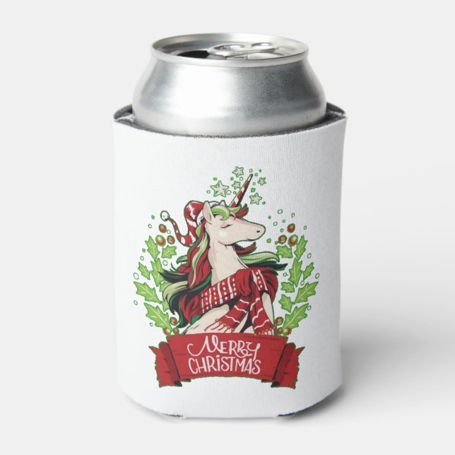 Christmas unicorn                can cooler (Can Front)