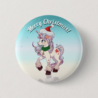 Christmas Unicorn Cartoon 6 Cm Round Badge