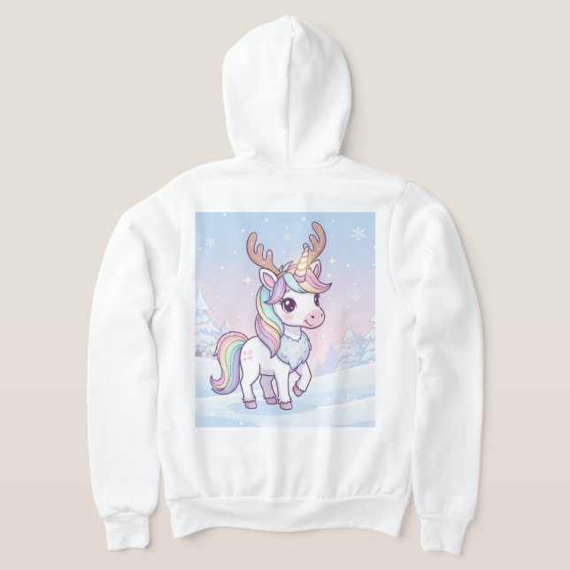 Christmas Unicorn Cute Holiday  Hoodie (Laydown Back)
