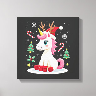 Christmas Unicorn Cute Magical Xmas Toddler Girls Canvas Print