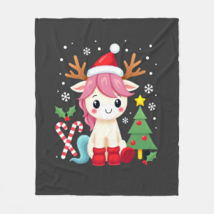 Christmas Unicorn Cute Magical Xmas Toddler Girls  Fleece Blanket