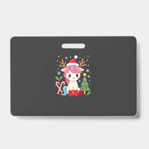 Christmas Unicorn Cute Magical Xmas Toddler Girls ID Badge