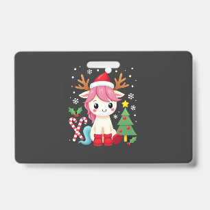 Christmas Unicorn Cute Magical Xmas Toddler Girls ID Badge