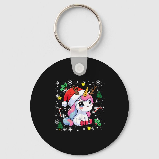 Christmas Unicorn Cute Magical Xmas Toddler Girls  Key Ring (Front)