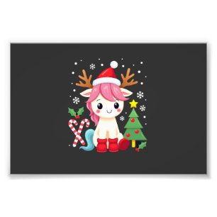 Christmas Unicorn Cute Magical Xmas Toddler Girls  Photo Print