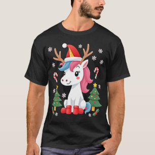 Christmas Unicorn Cute Magical Xmas Toddler Girls  T-Shirt