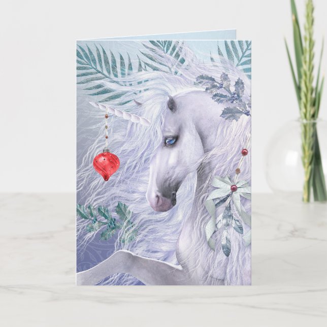 Christmas Unicorn Deluxe Greeting Card (Front)