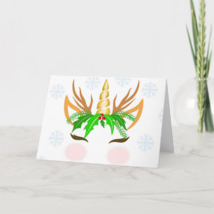 Christmas Unicorn Face Card