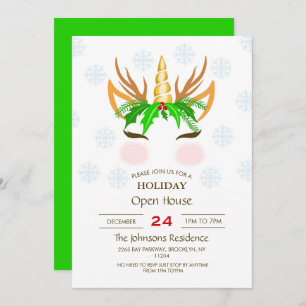 Christmas Unicorn Face Invitation