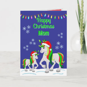 Christmas Unicorn Folded Greeting Card