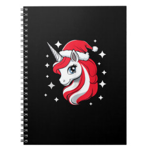 Christmas Unicorn For Girls Red Santa Hat Winter H Notebook